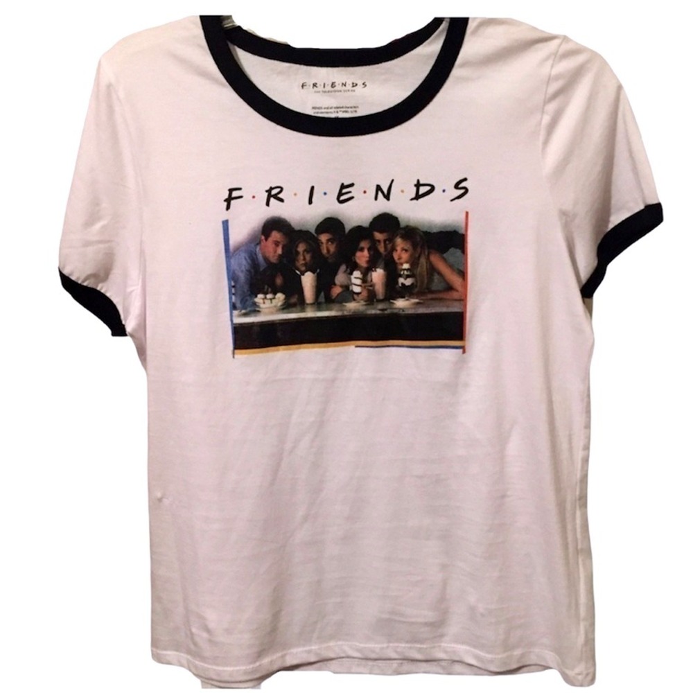 Friends TV Show White Ringer T-Shirt Graphic Tee Top 1X